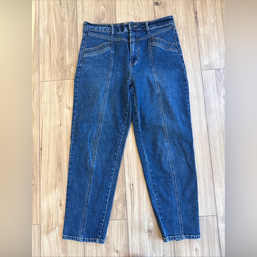 Cello Jeans Women’s 13 High Rise Blue Denim Straight Front Yoke Paneling 70’s